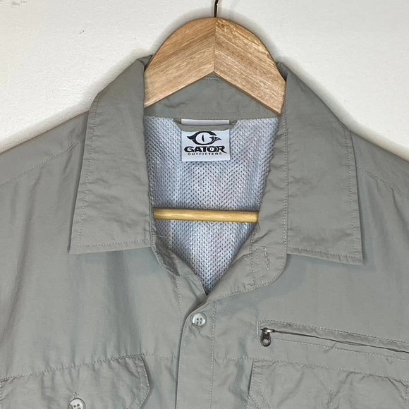 Gator Outfitters Gray Outdoorsman Fishing Shirt Short Sleeve Size L - Picture 5 of 7